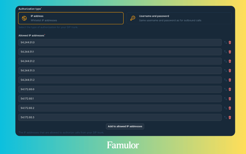 Twilio Famulor Whitelist IP
