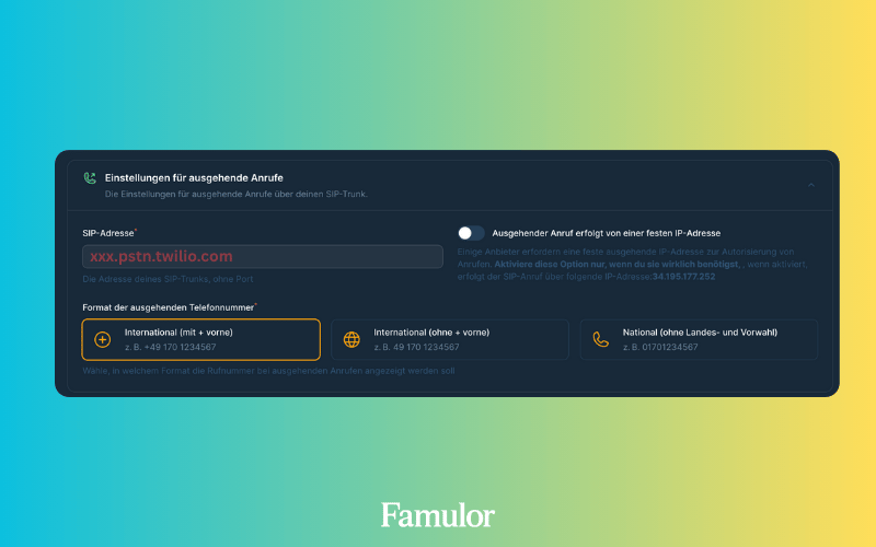 Twilio Nummer über SIP verbinden