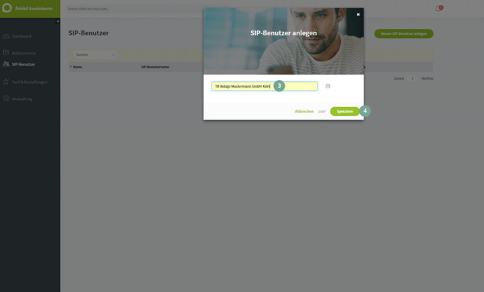 Fonial: Neuen SIP-Benutzer anlegen