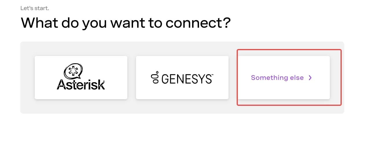 Vonage: Anbieterauswahl mit Option „Something else“