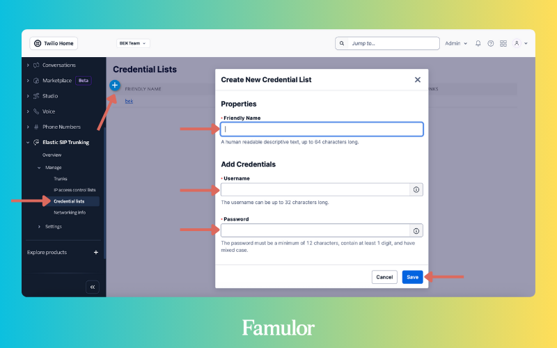 Nummern in Famulor importieren