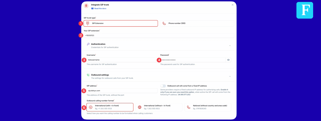 Configure outbound settings in Famulor