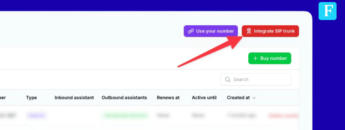 Import number via SIP trunk in Famulor