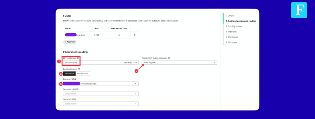 Configure inbound calls routing