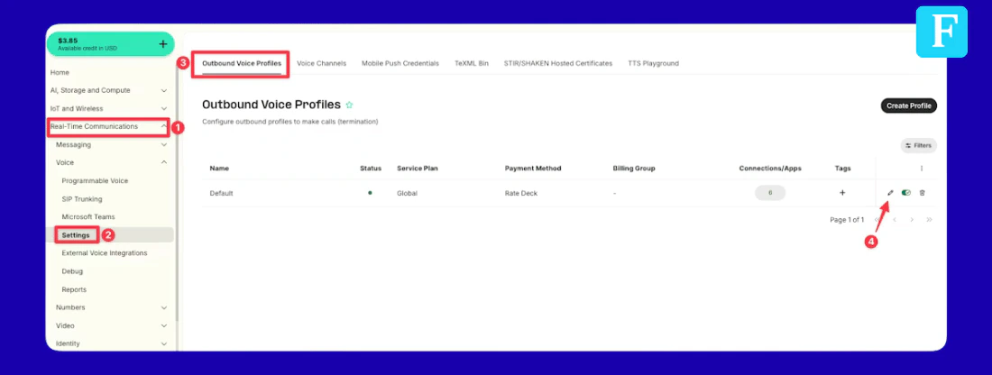 Open outbound voice profiles