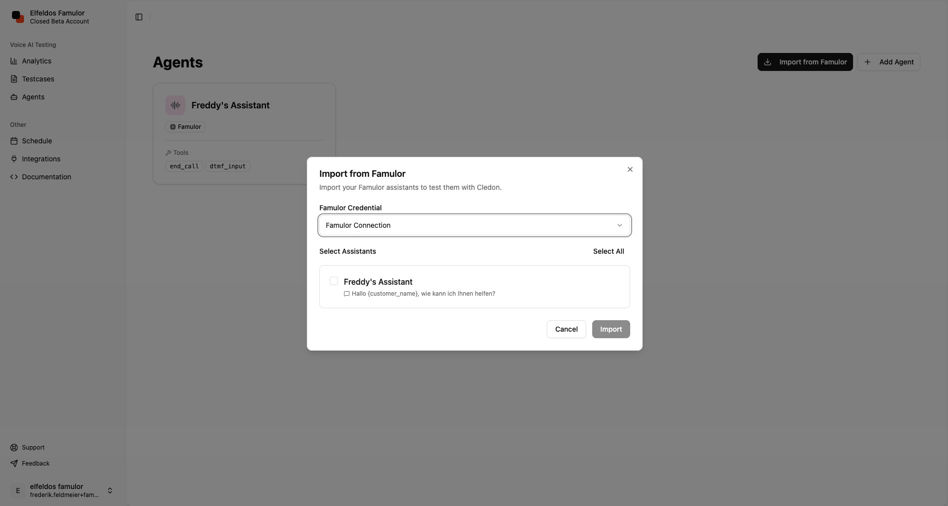 Famulor API-Schlüssel Integration