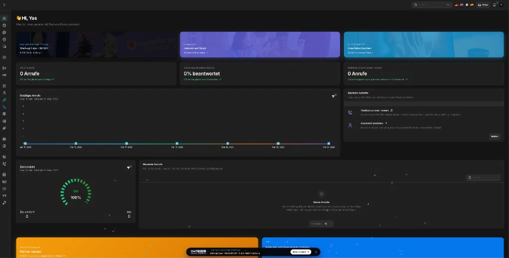 Famulor voice AI platform interface showing AI assistant configuration and call management