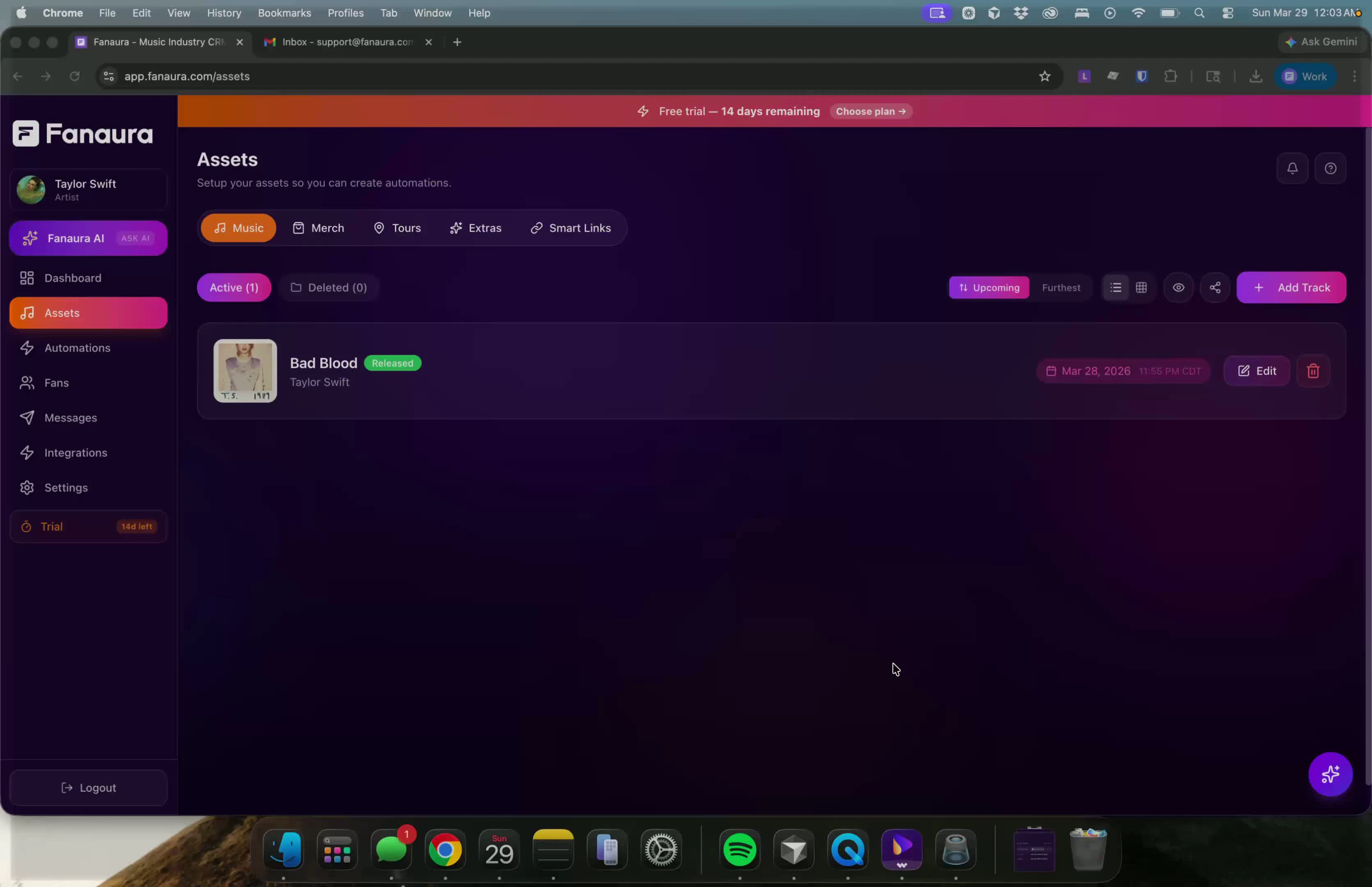 Add track: song title and optional artwork