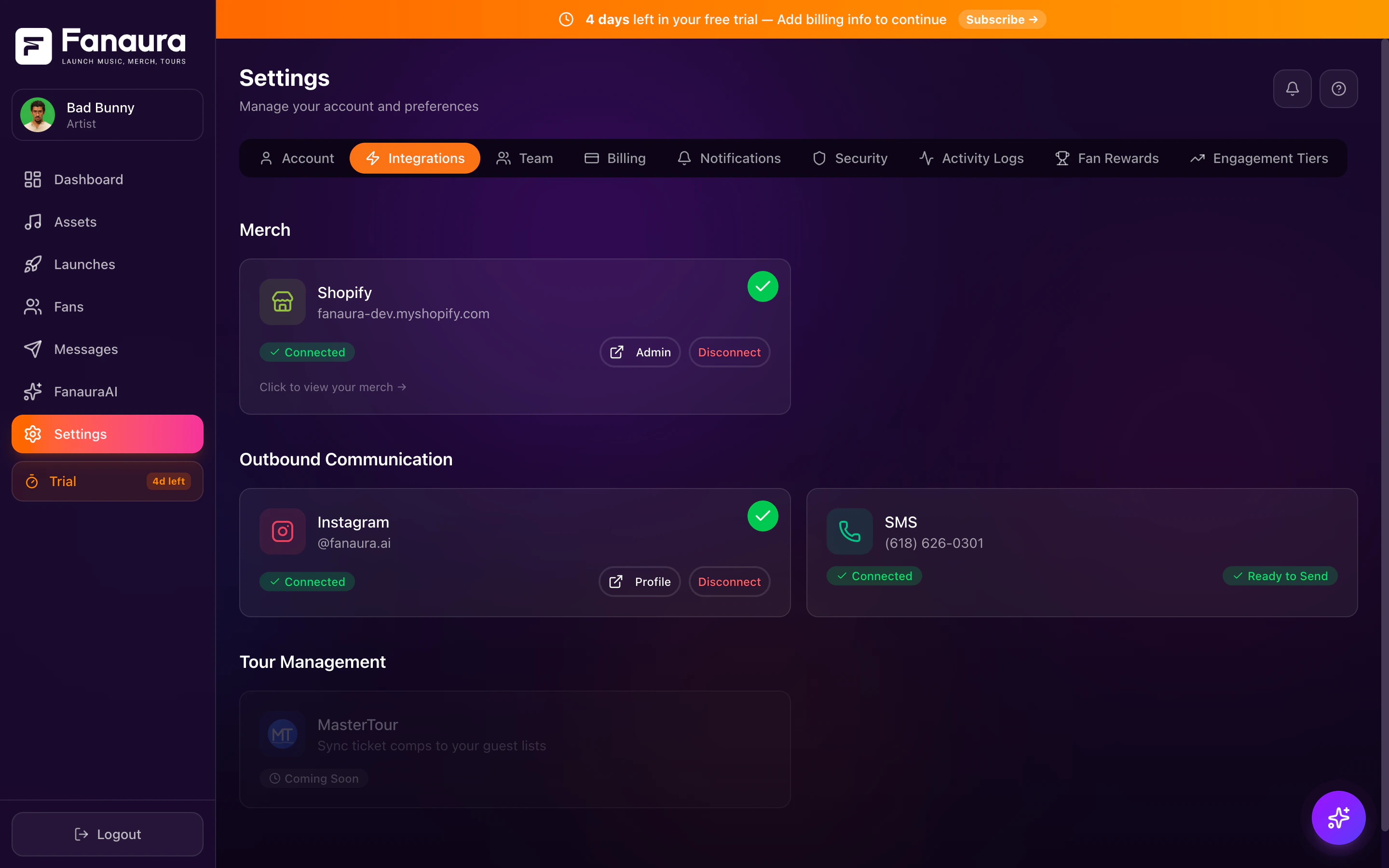 Fanaura Integrations Page