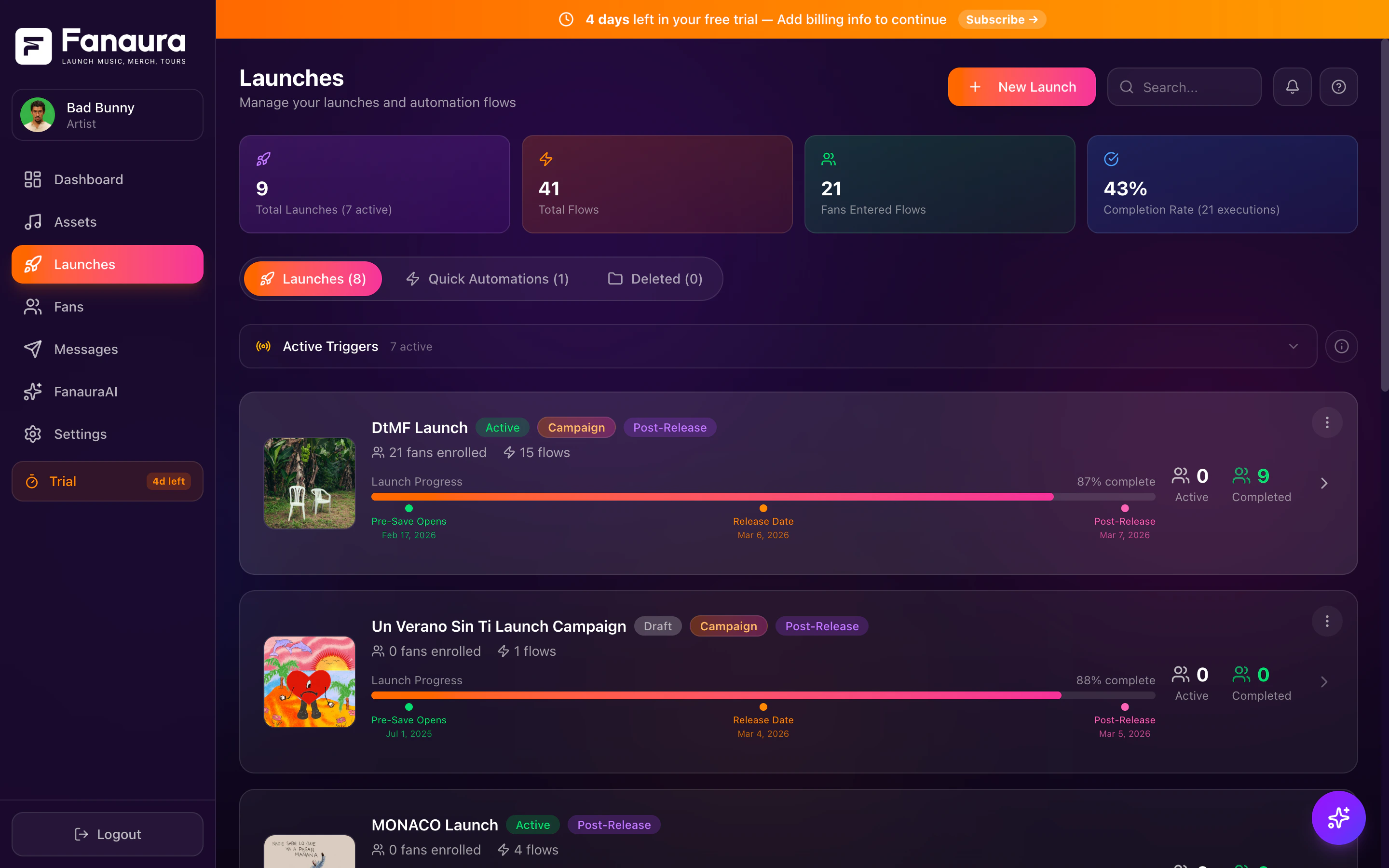 Fanaura Launches Page