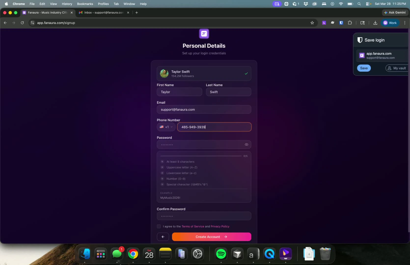 Account security: phone and password