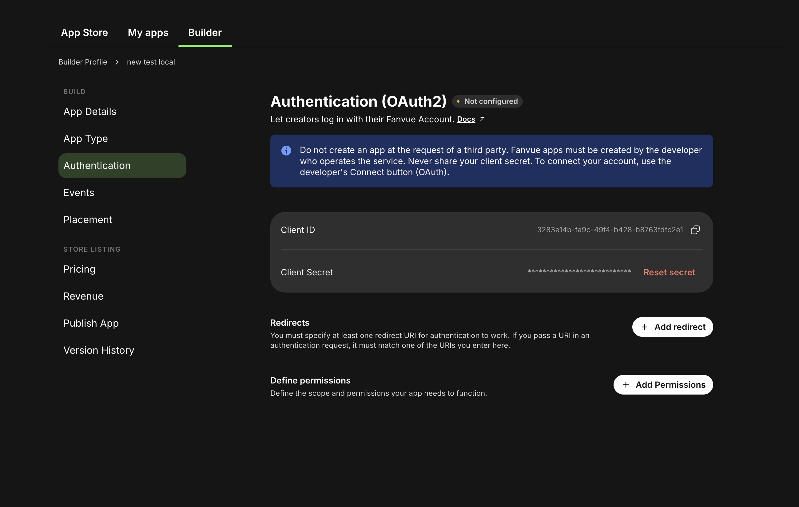 Authentication permissions