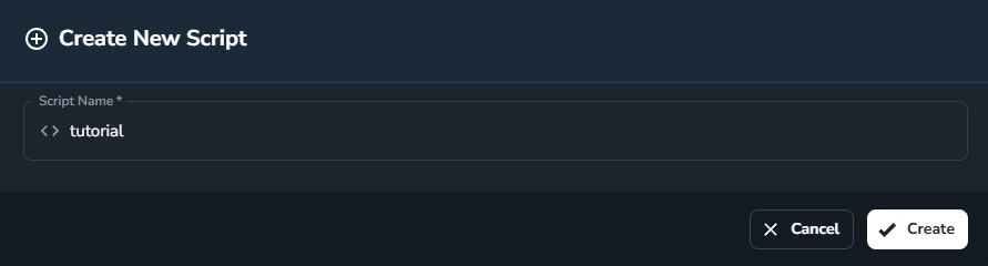 Đặt tên script và bấm Create