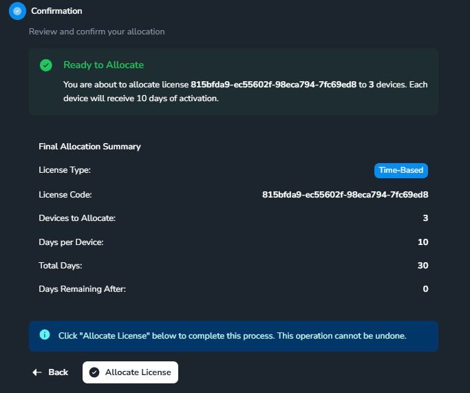 Trang quản lý License trong FarmSync
