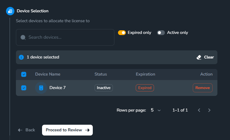 Chọn thiết bị cho Device-Based License