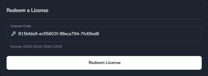 License Key input screen in FarmSync