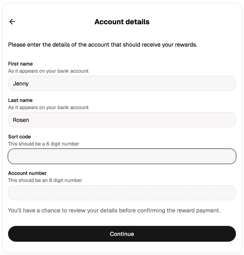 Bank account linkage