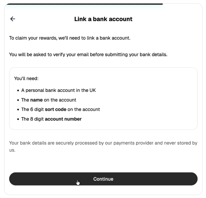 Bank account linkage