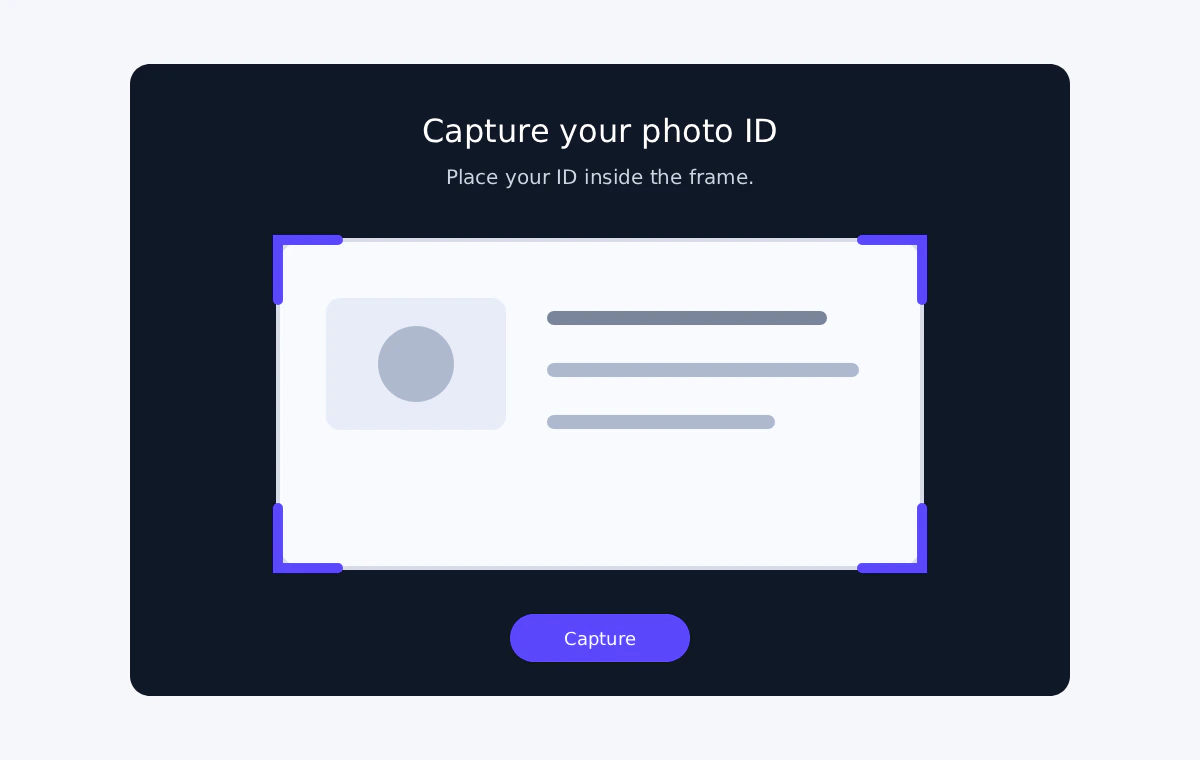 Placeholder screenshot showing photo ID capture