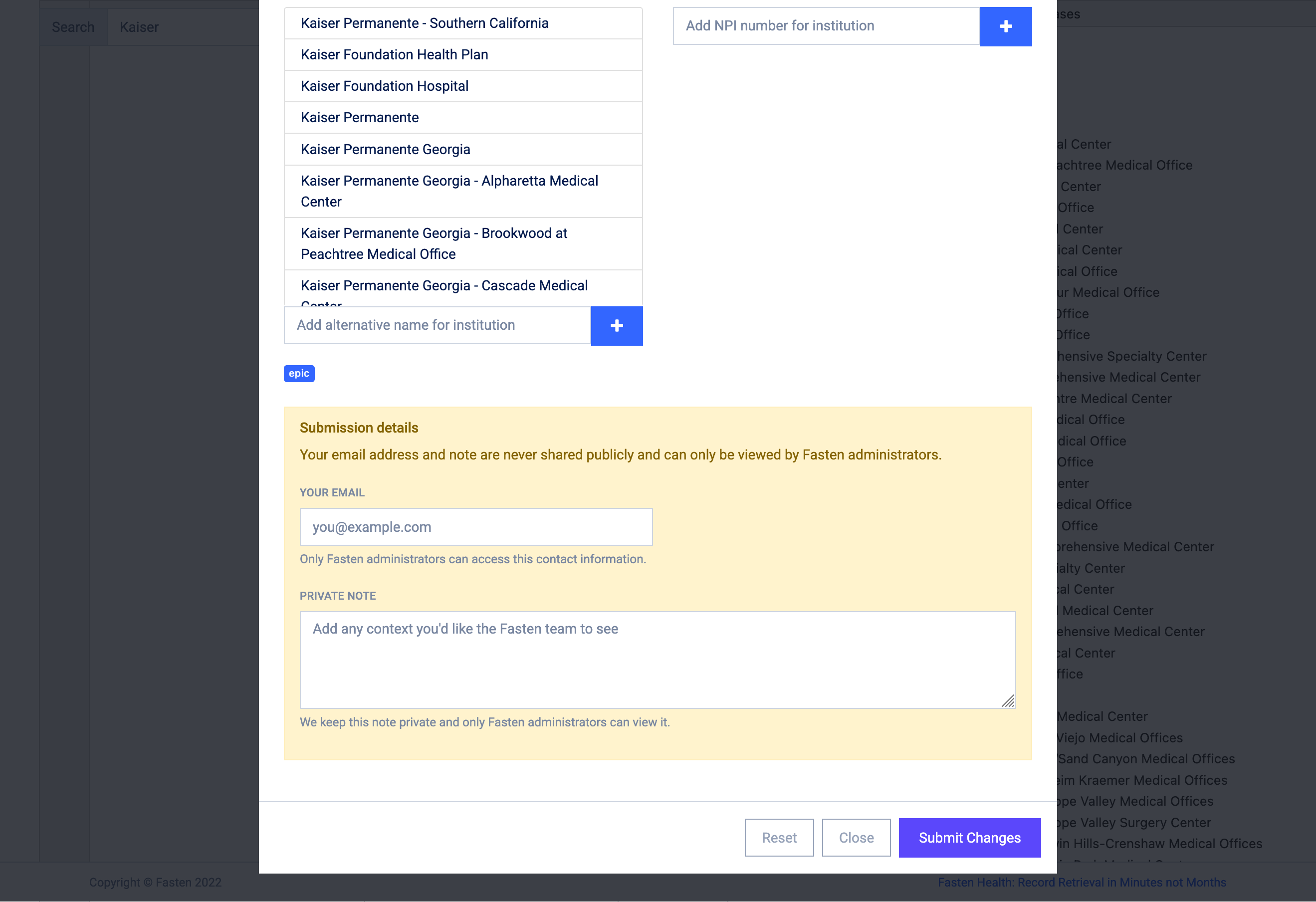 Correction request form