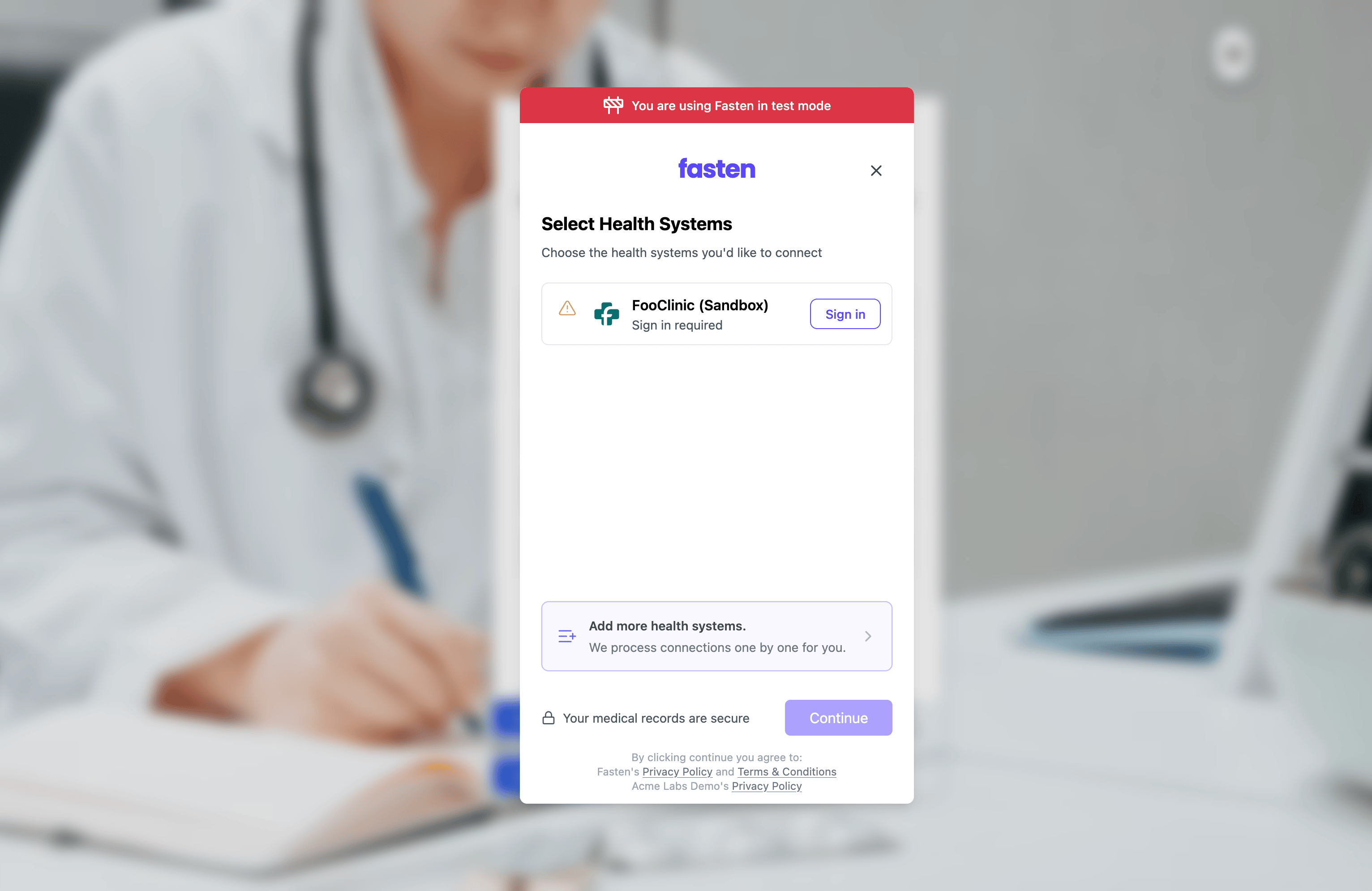 FooClinic in the Fasten Widget