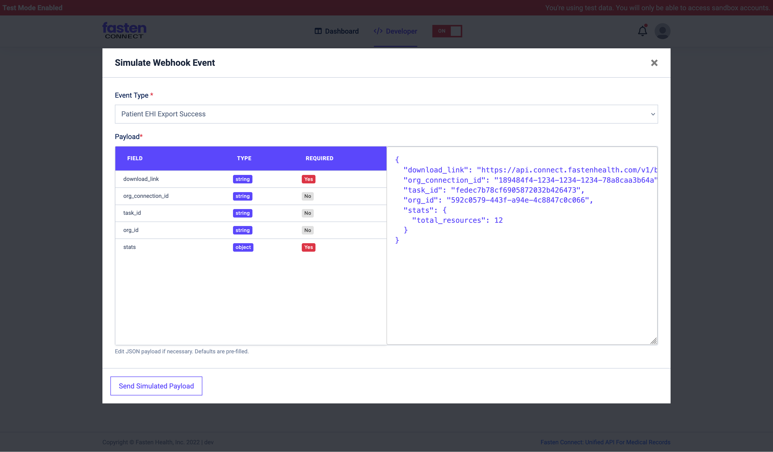 Webhook Simulator Screenshot