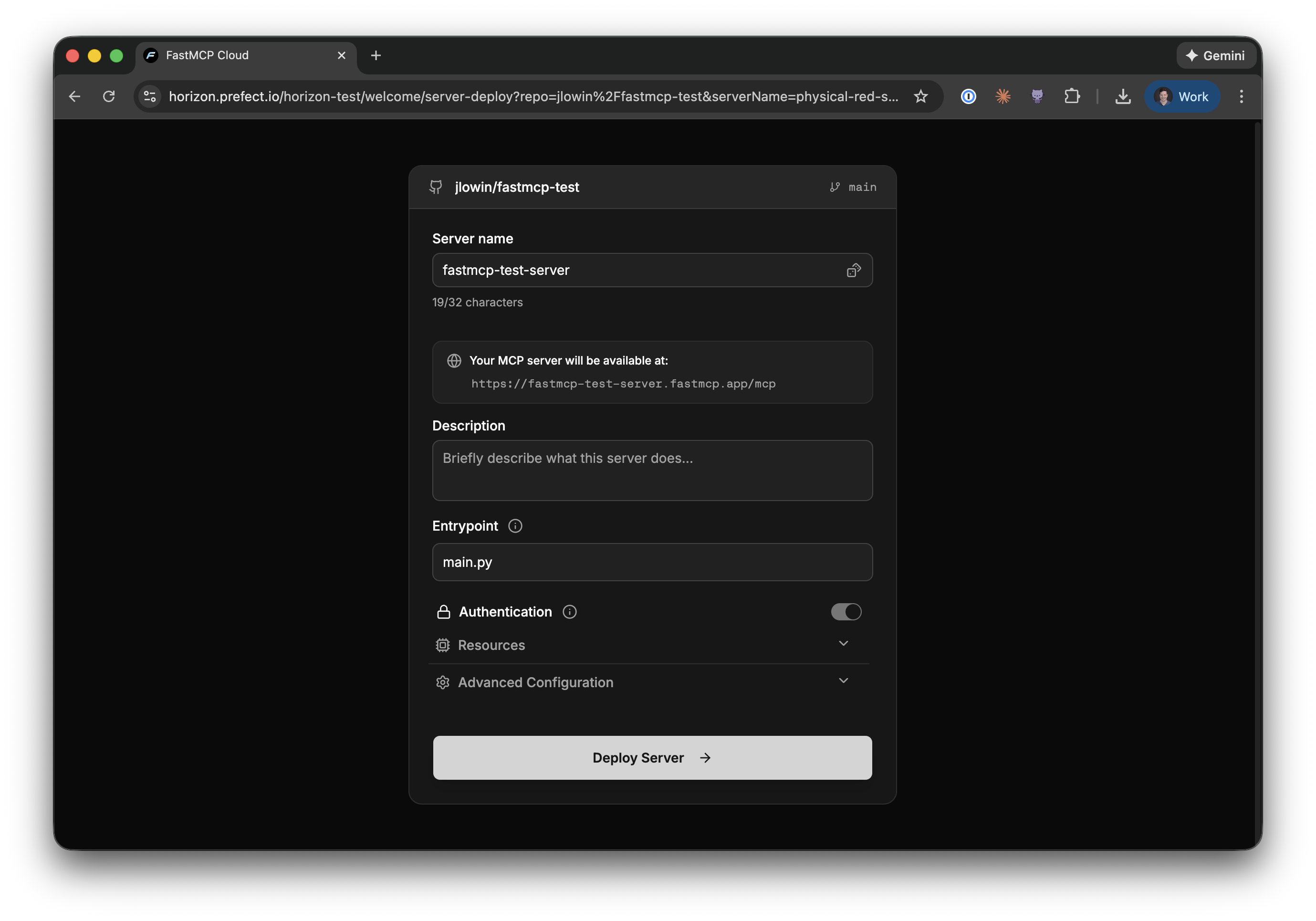 Horizon server configuration