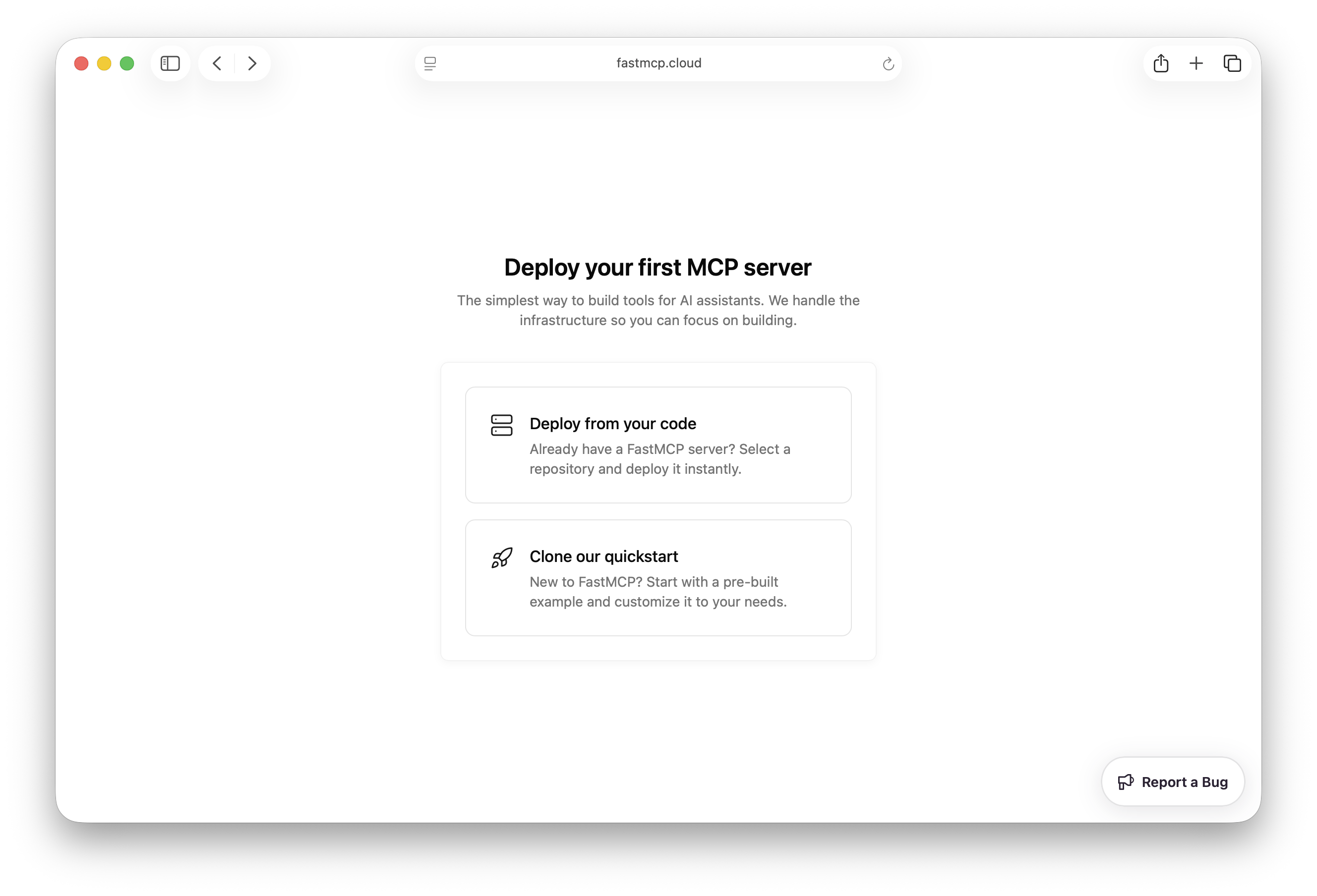 FastMCP Cloud Quickstart Screen