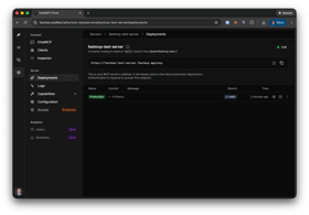 Horizon deployment view showing live server