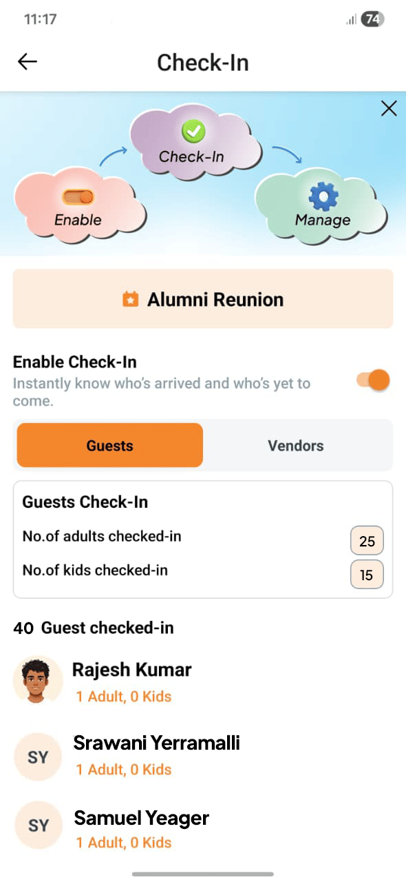 Self Check-In screenshot