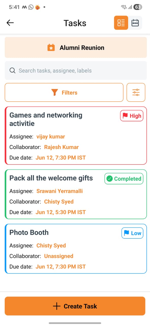 Tasks screenshot
