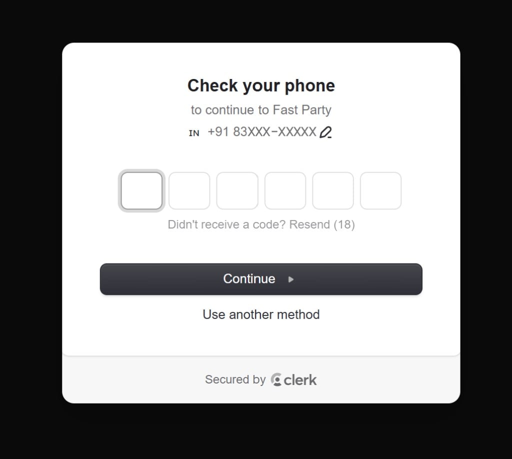 Check your phone — enter the verification code