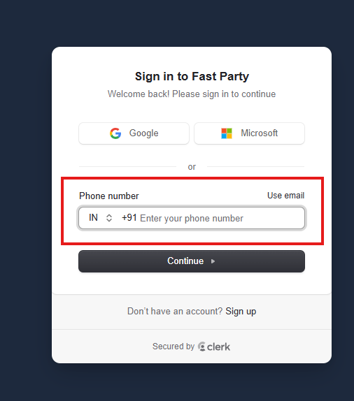 Sign in to Fast Party