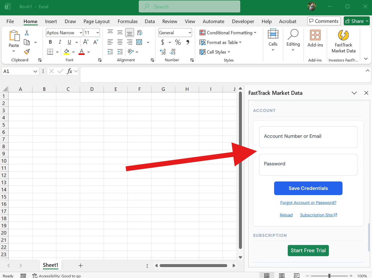 Getting Started — Excel Add-In - FastTrack