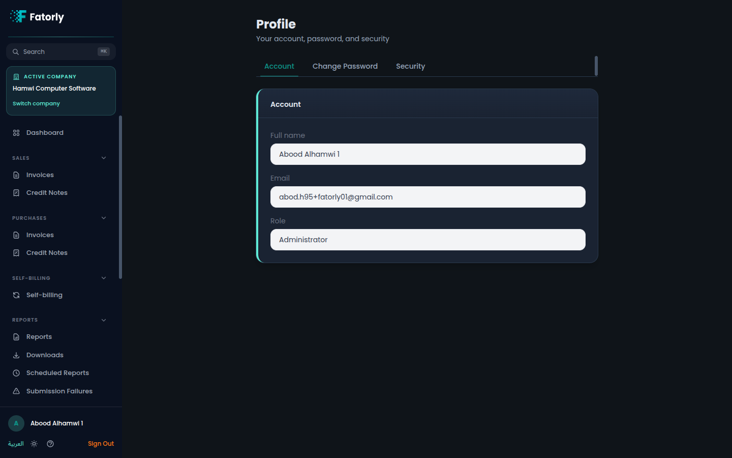 Fatorly user profile page