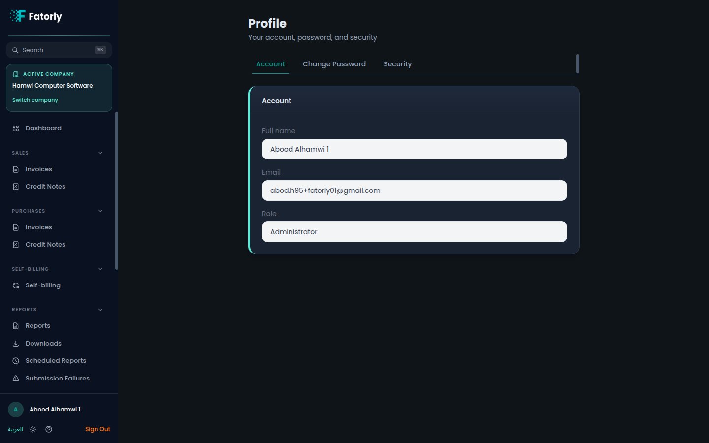 Fatorly user profile page
