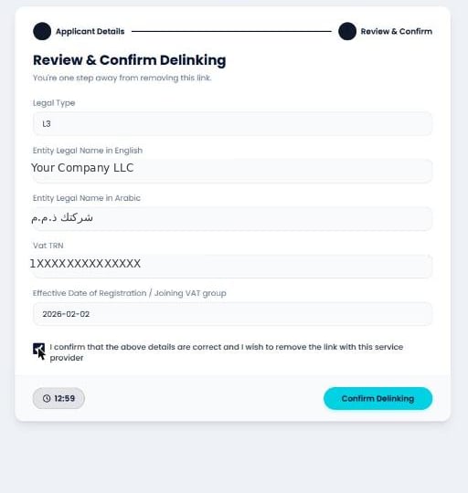 Review and Confirm Delinking with the delink consent ticked and the Confirm Delinking button enabled
