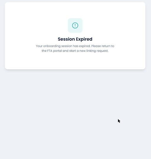 The session-expired screen directing you back to the FTA portal