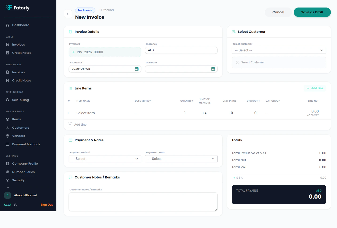 Fatorly new invoice editor