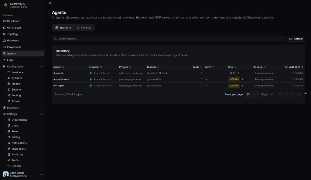 Agents inventory table