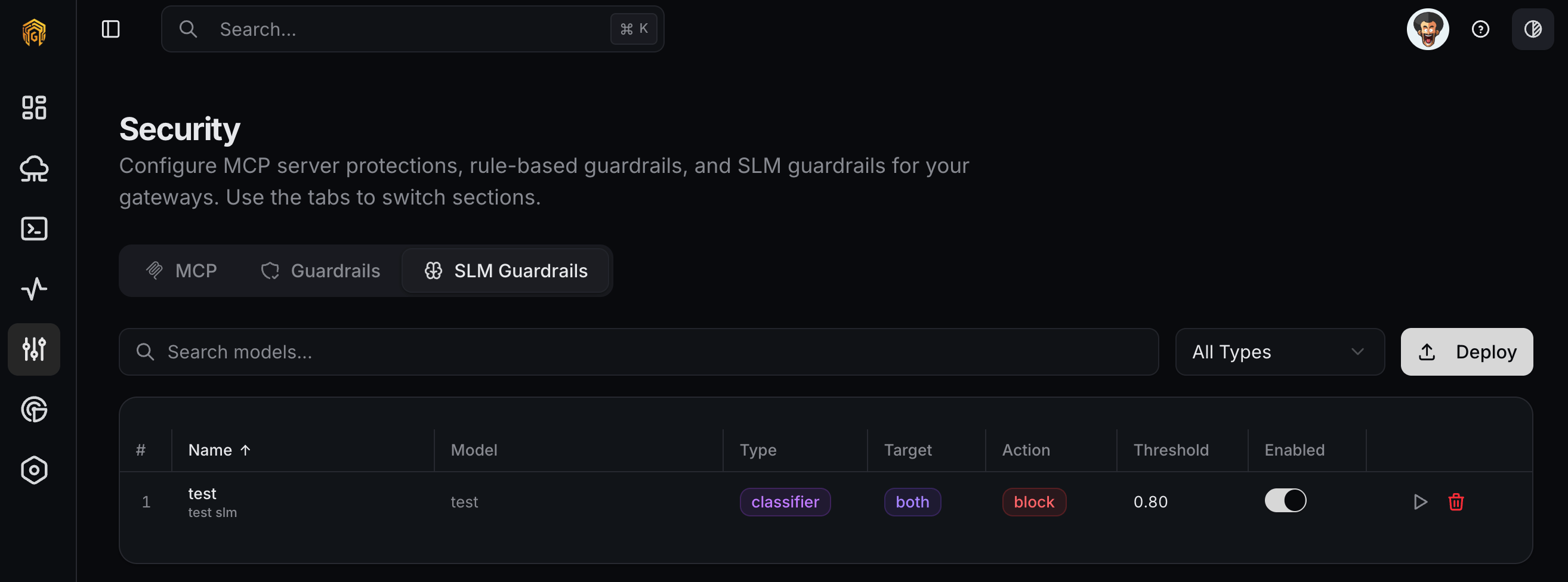 SLM guardrails list