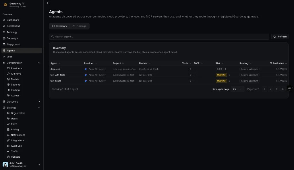 Agents inventory table