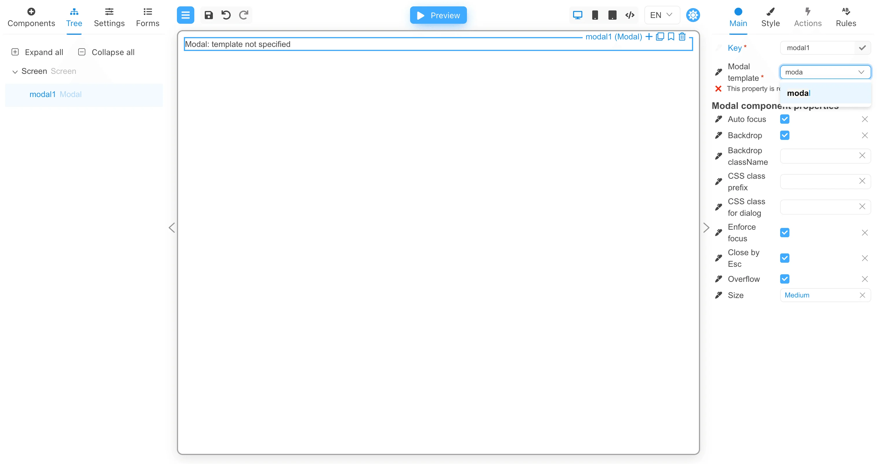 Modal components