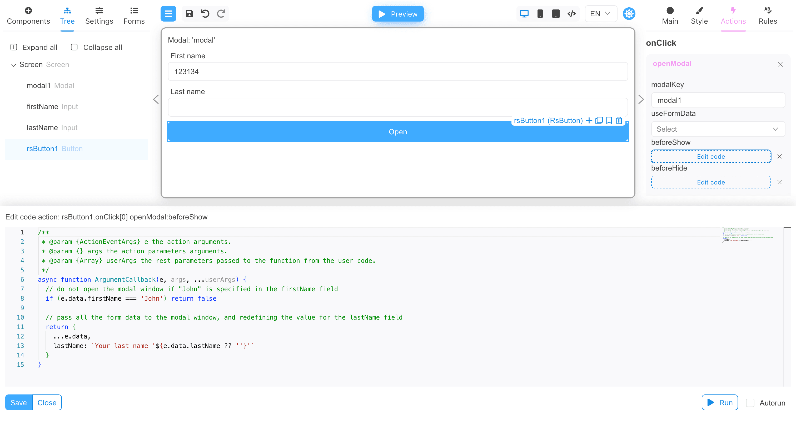 Modal components