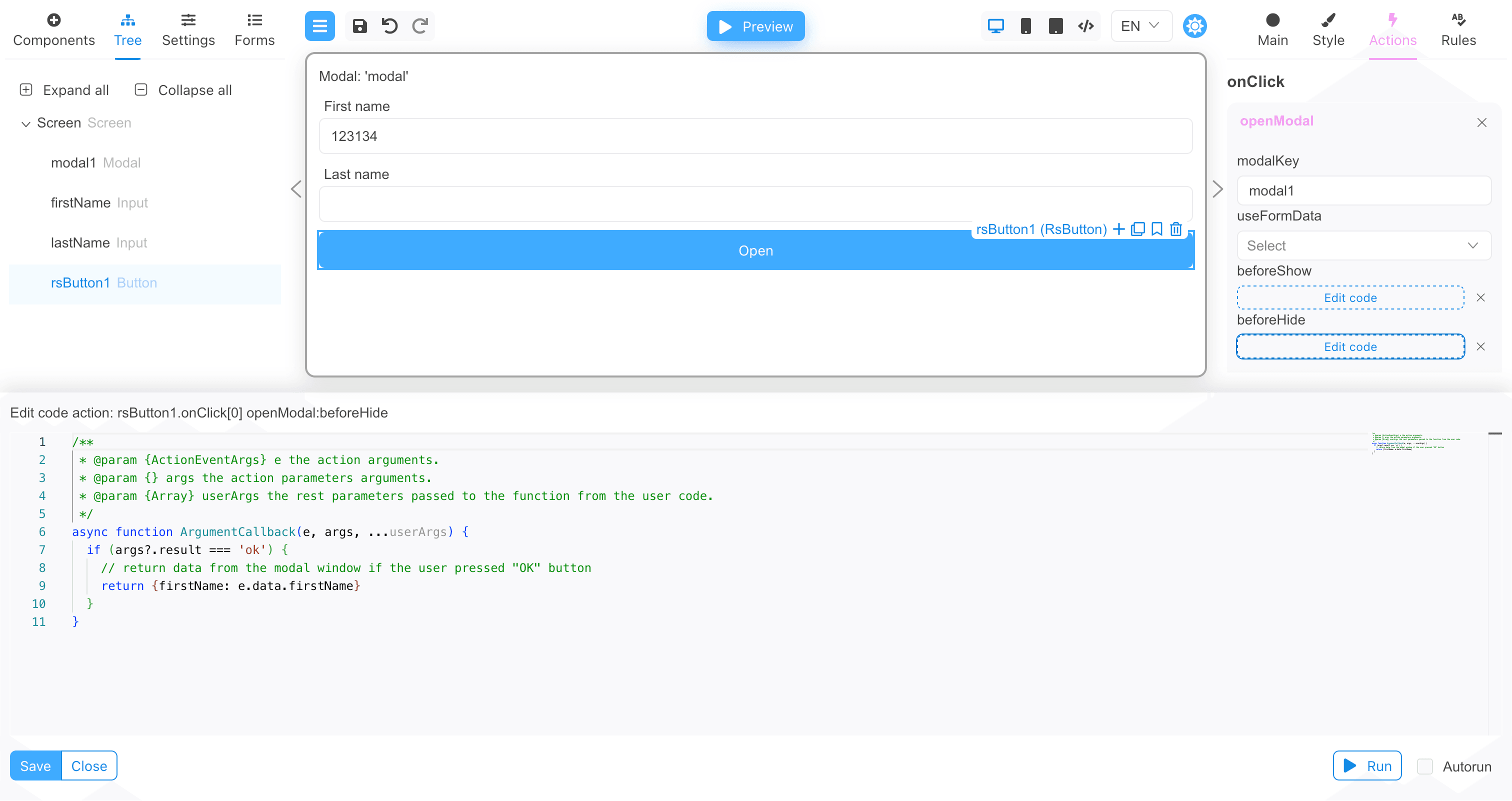 Modal components