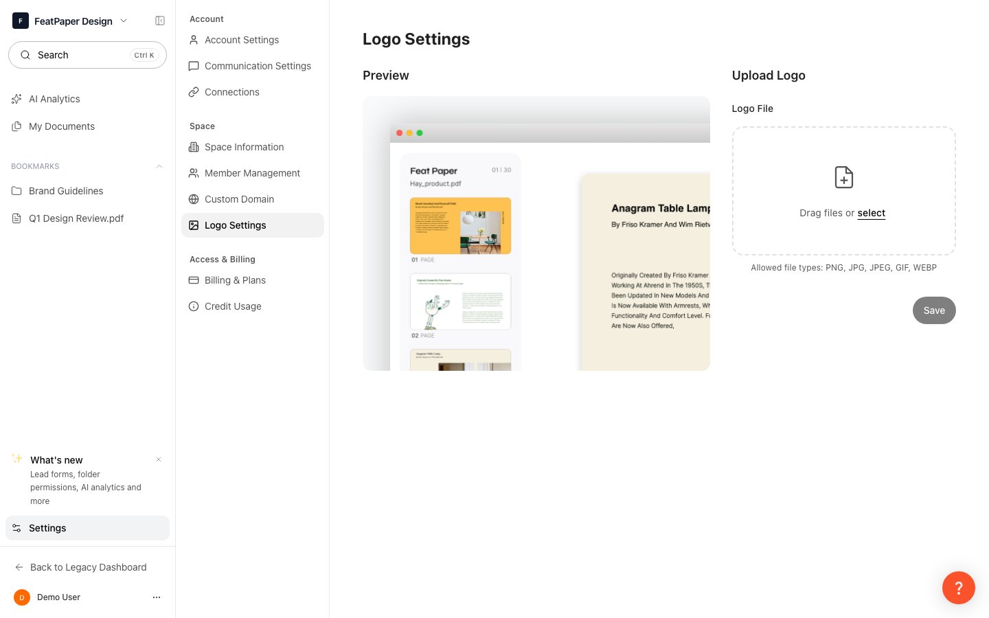 Branding settings