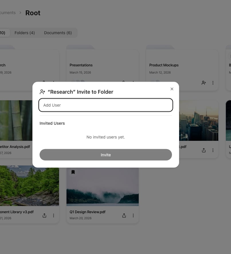Folder invitation dialog