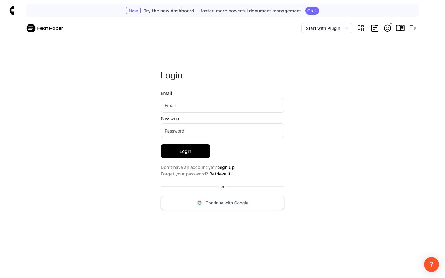 Login screen