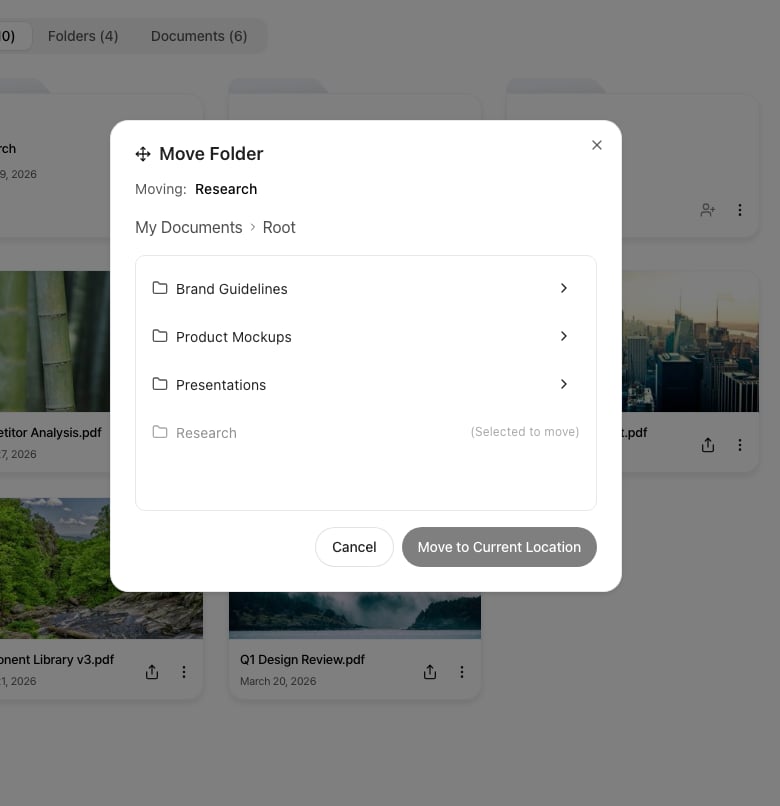 Move folder dialog