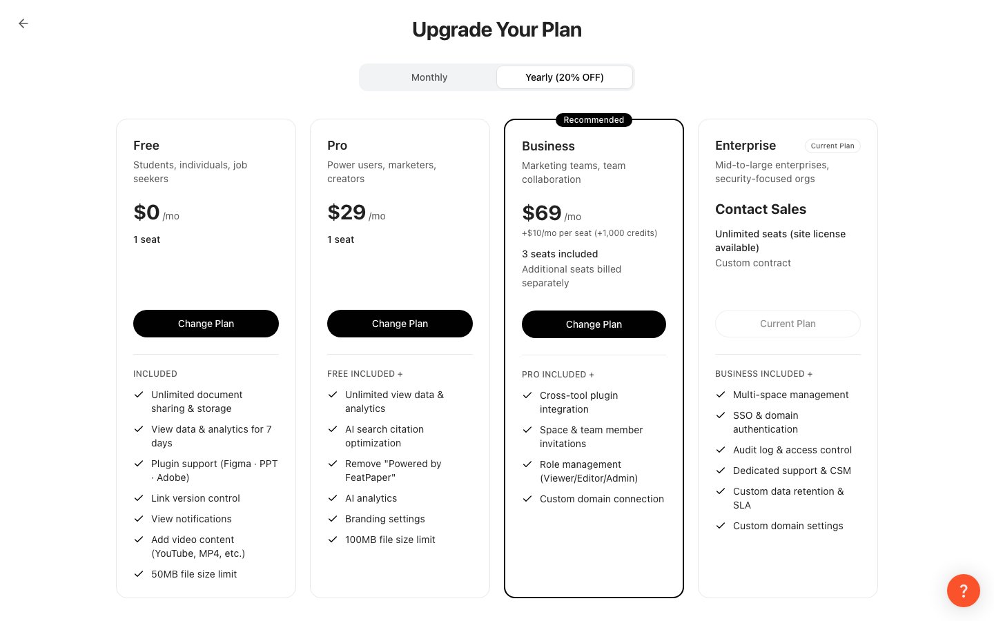 Plan settings